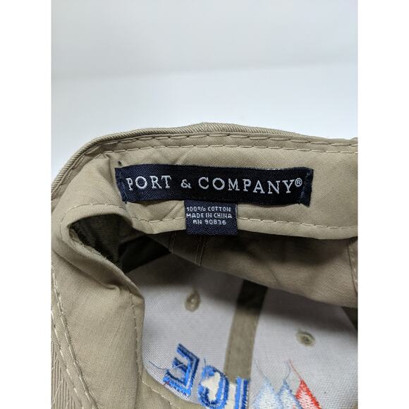 Ice USA Strapback Hat Adjustable Port & Company Embroidered Logo Tan Beige - Picture 10 of 10